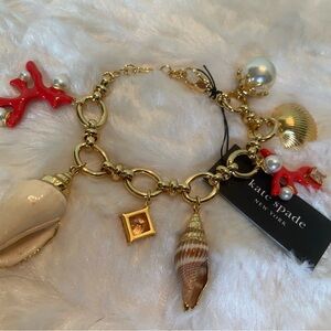 Kate Spade Gold Bracelet with Red and Cream Charms